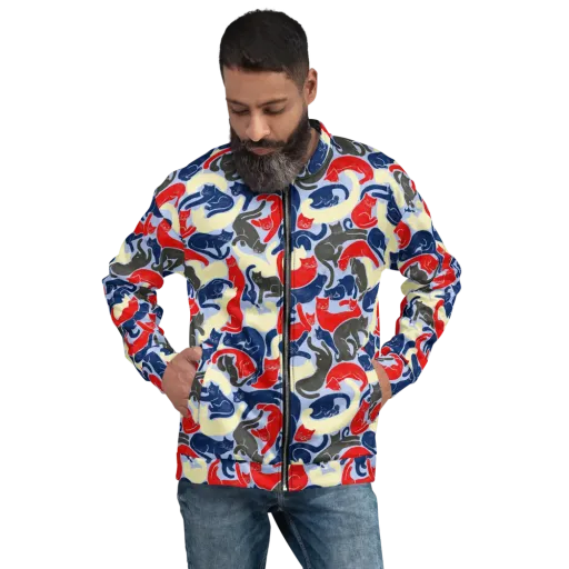 Crimson Catnap on a Bomber Jacket