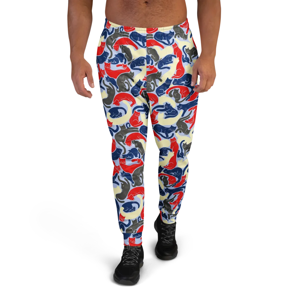 Crimson Catnap on Men's Joggers — Front