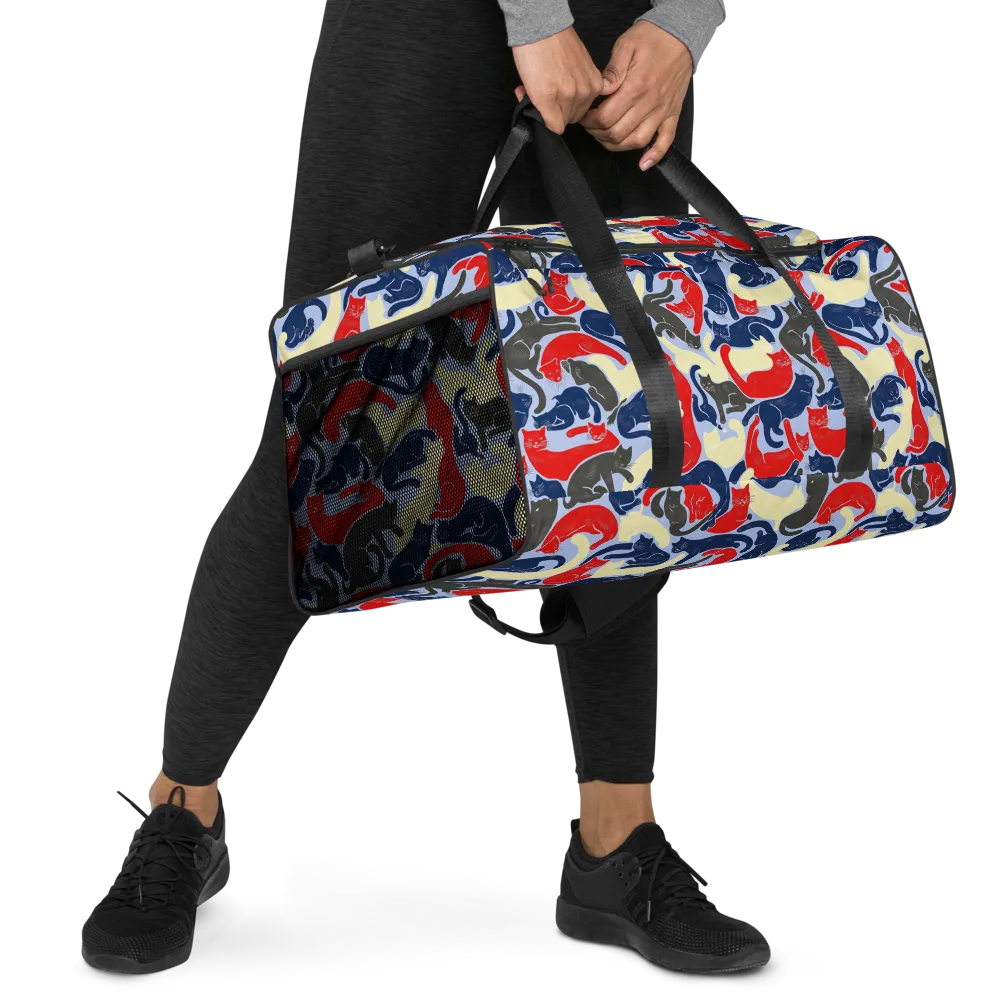 Crimson Catnap on Duffle Bag — Right Front