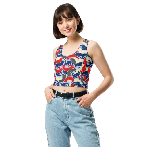 Crimson Catnap on a Crop Top