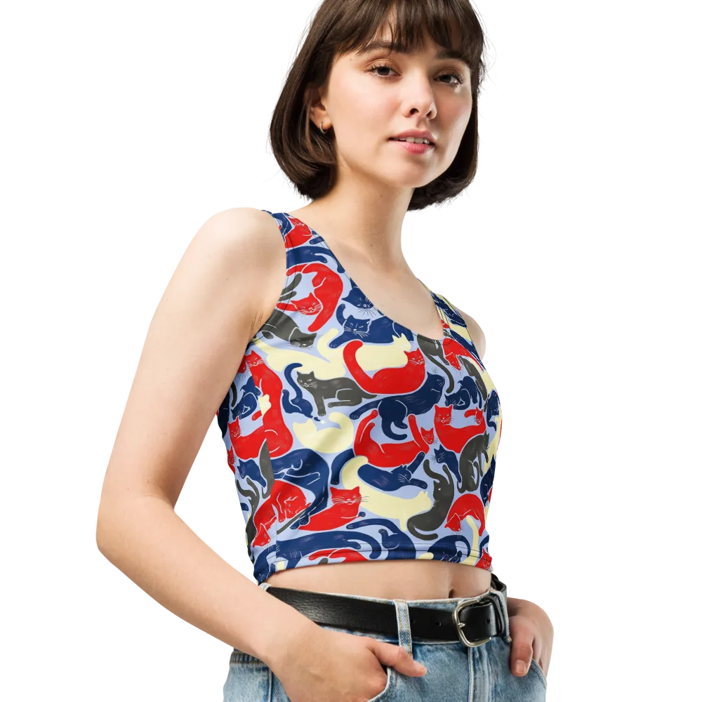 Crimson Catnap on Crop Top — Right Front