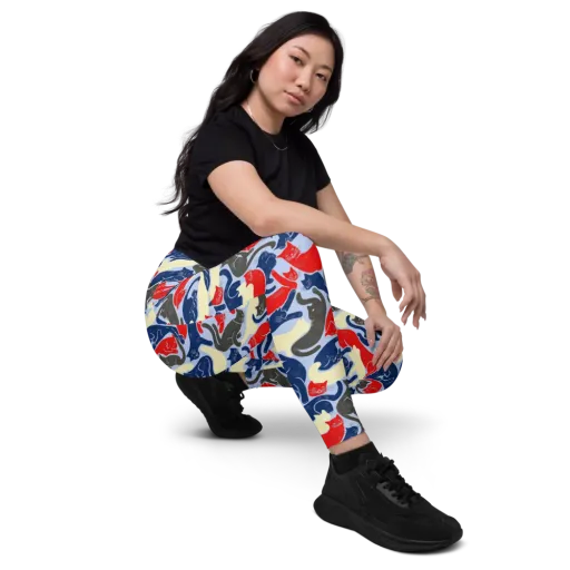 Crimson Catnap on a Leggings with Pockets