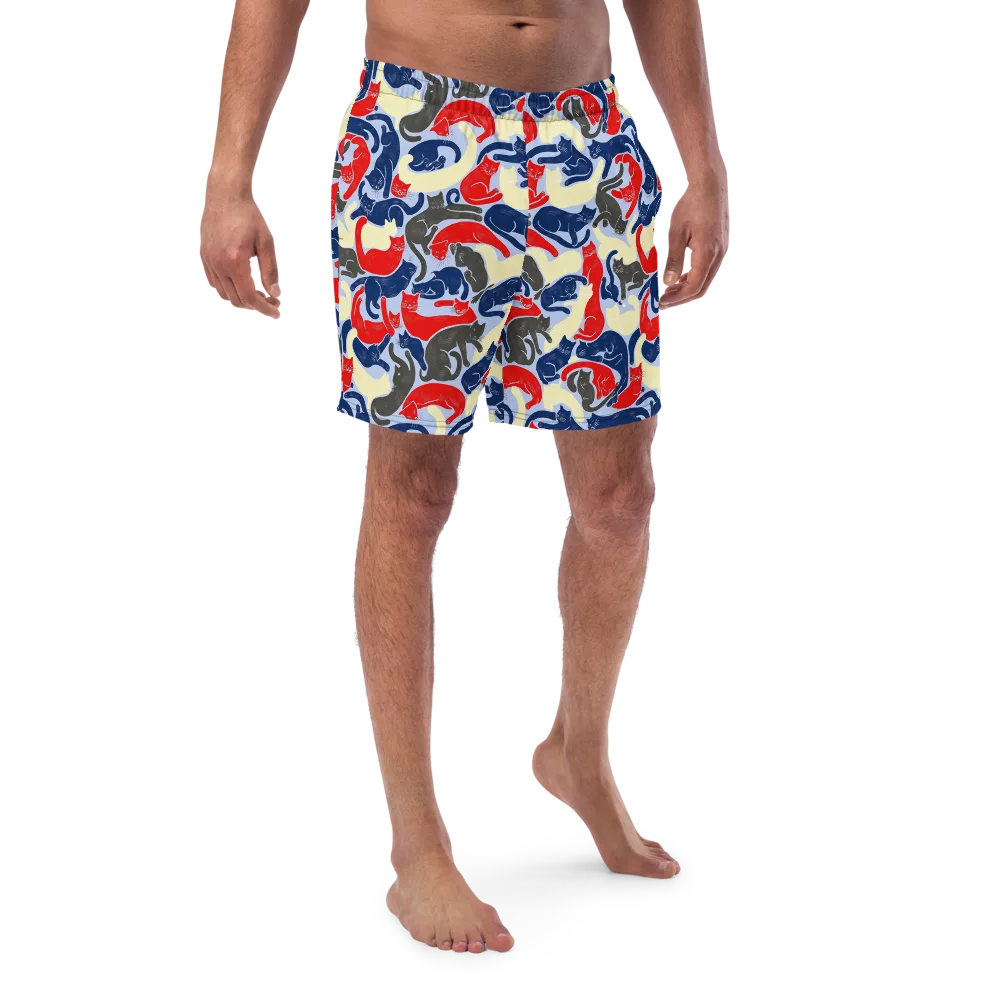 Crimson Catnap on Swim Trunks — Front