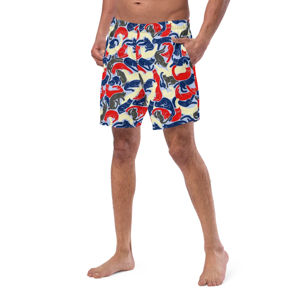 Crimson Catnap on Swim Trunks — Left Front