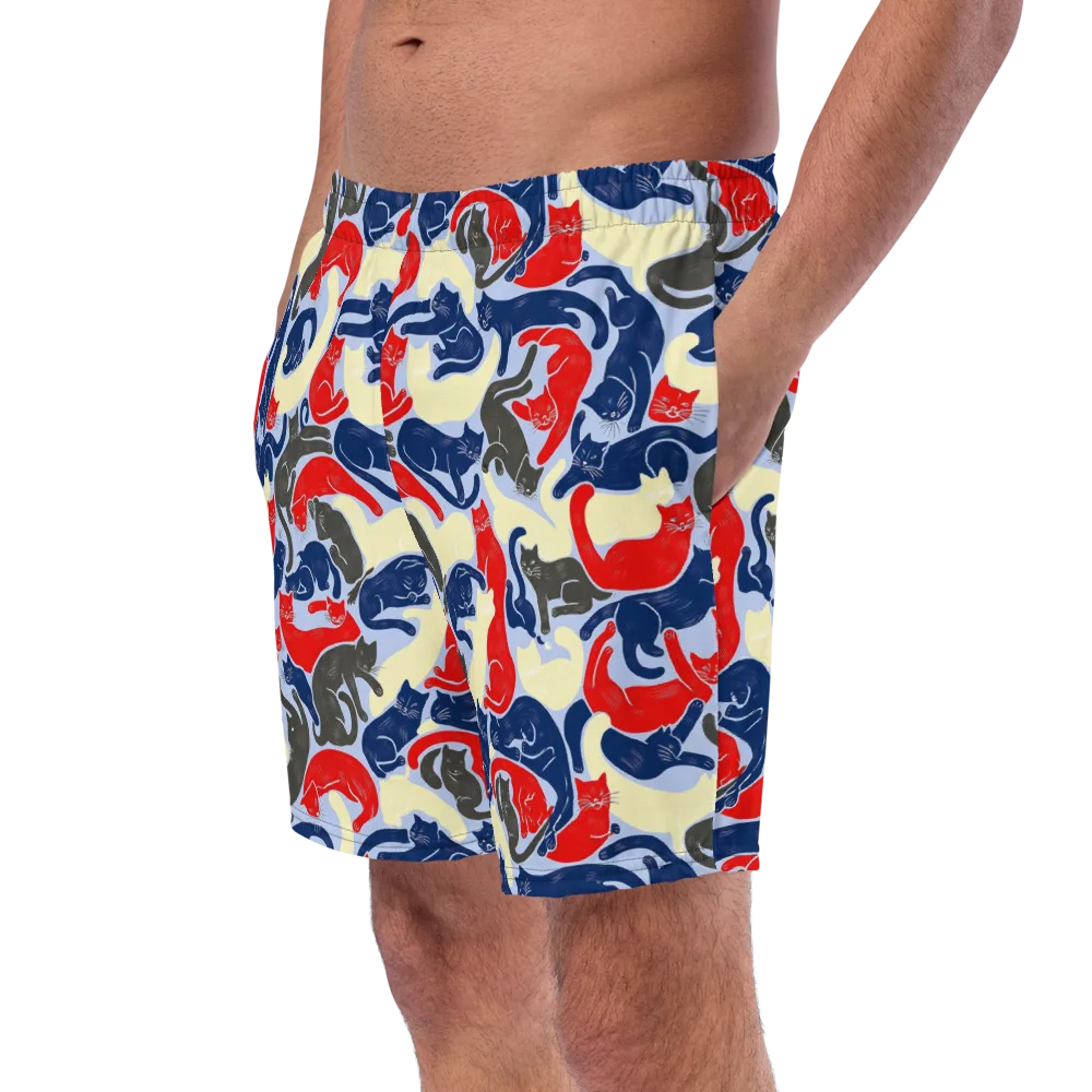 Crimson Catnap on Swim Trunks — Left Front