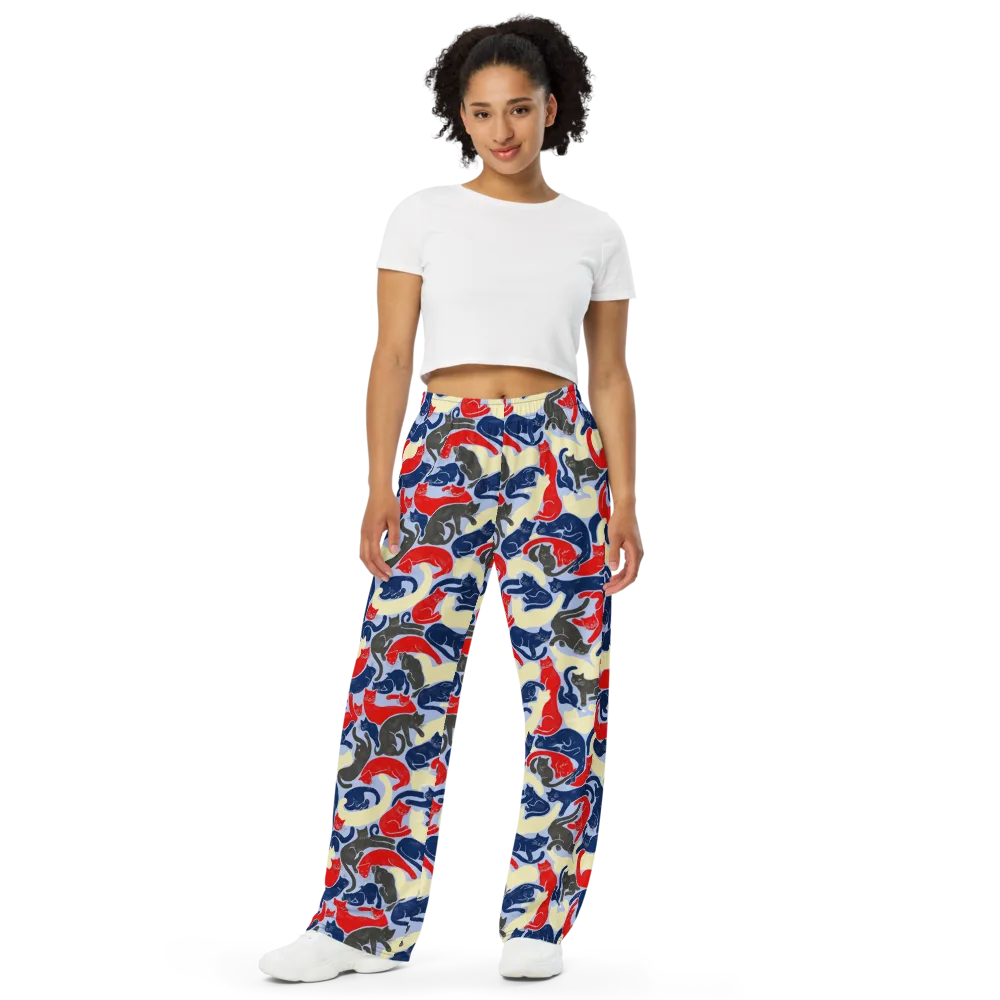 Crimson Catnap on Wide-Leg Pants — Front
