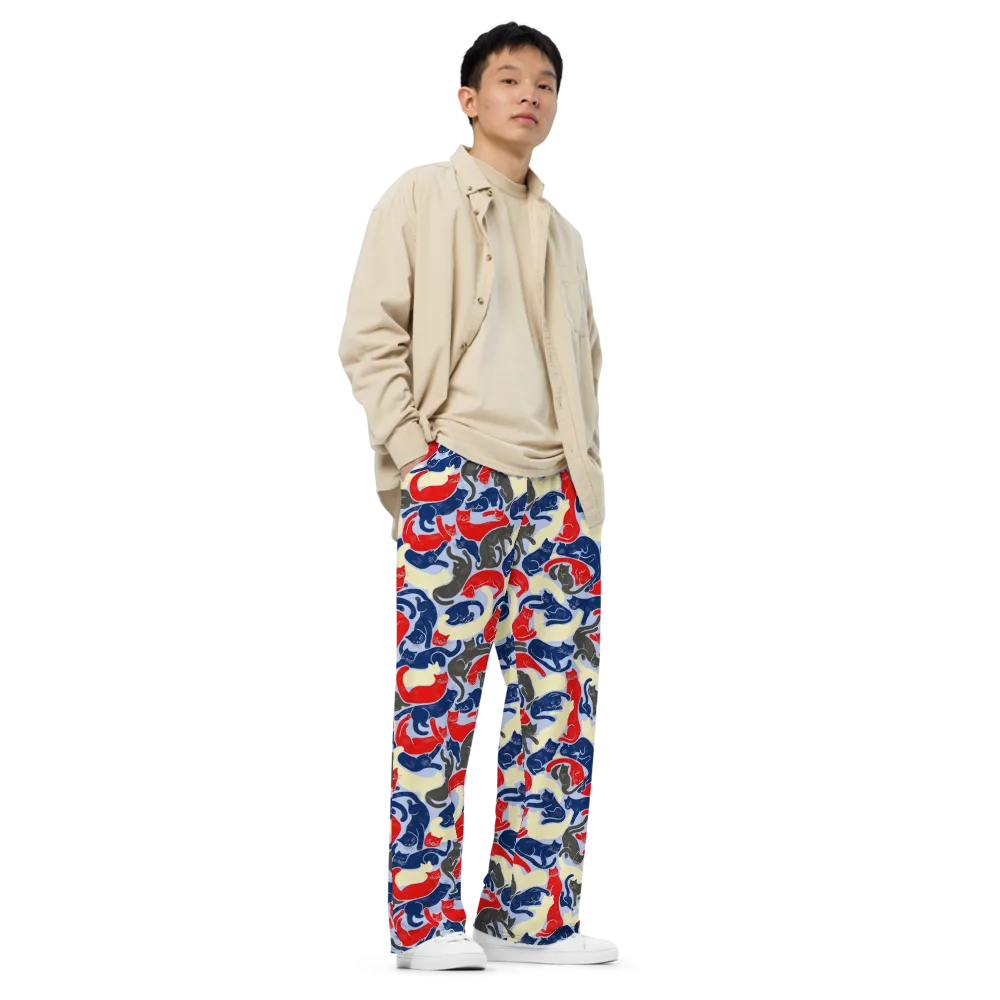 Crimson Catnap on Wide-Leg Pants — Right Front