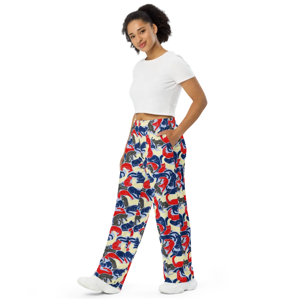 Crimson Catnap on Wide-Leg Pants — Left Front