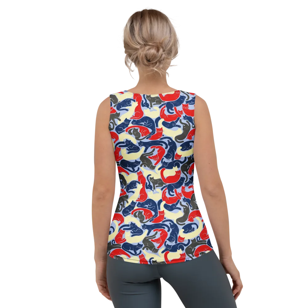 Crimson Catnap on Women's Tank Top — Back
