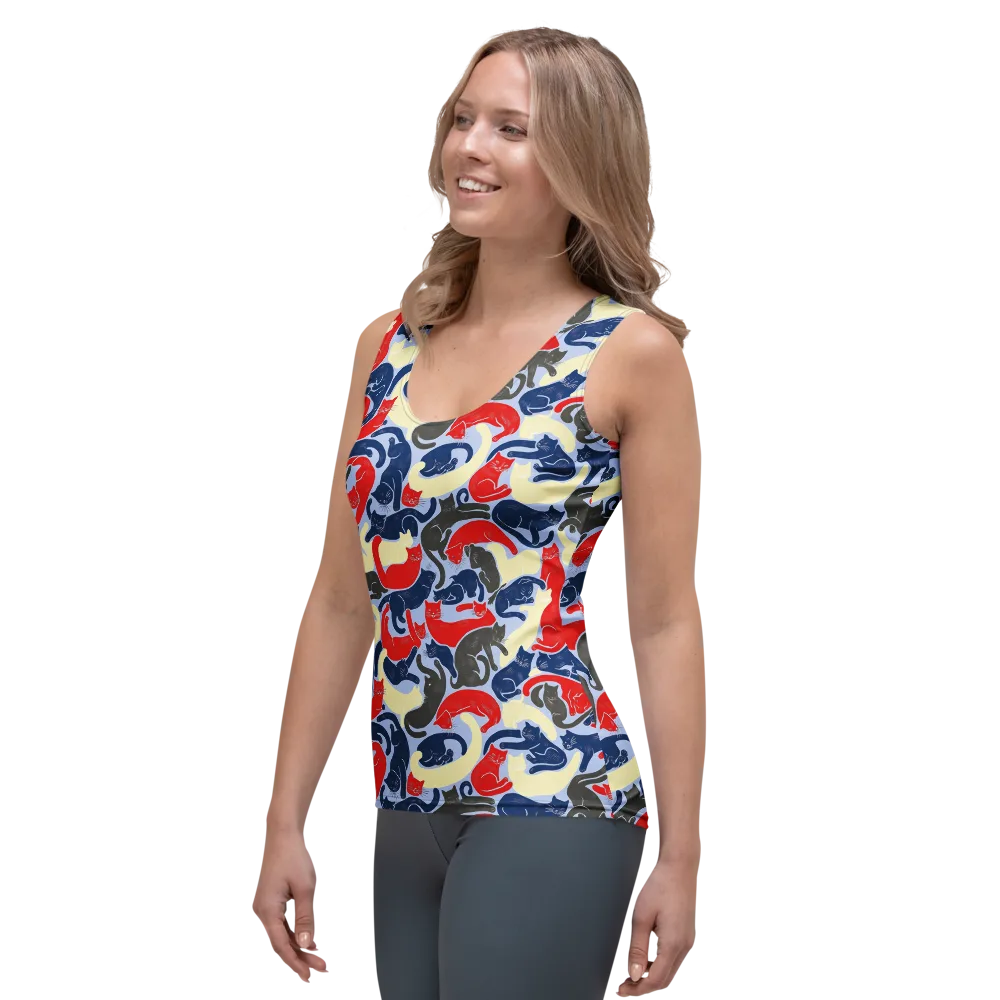 Crimson Catnap on Women's Tank Top — Left Front