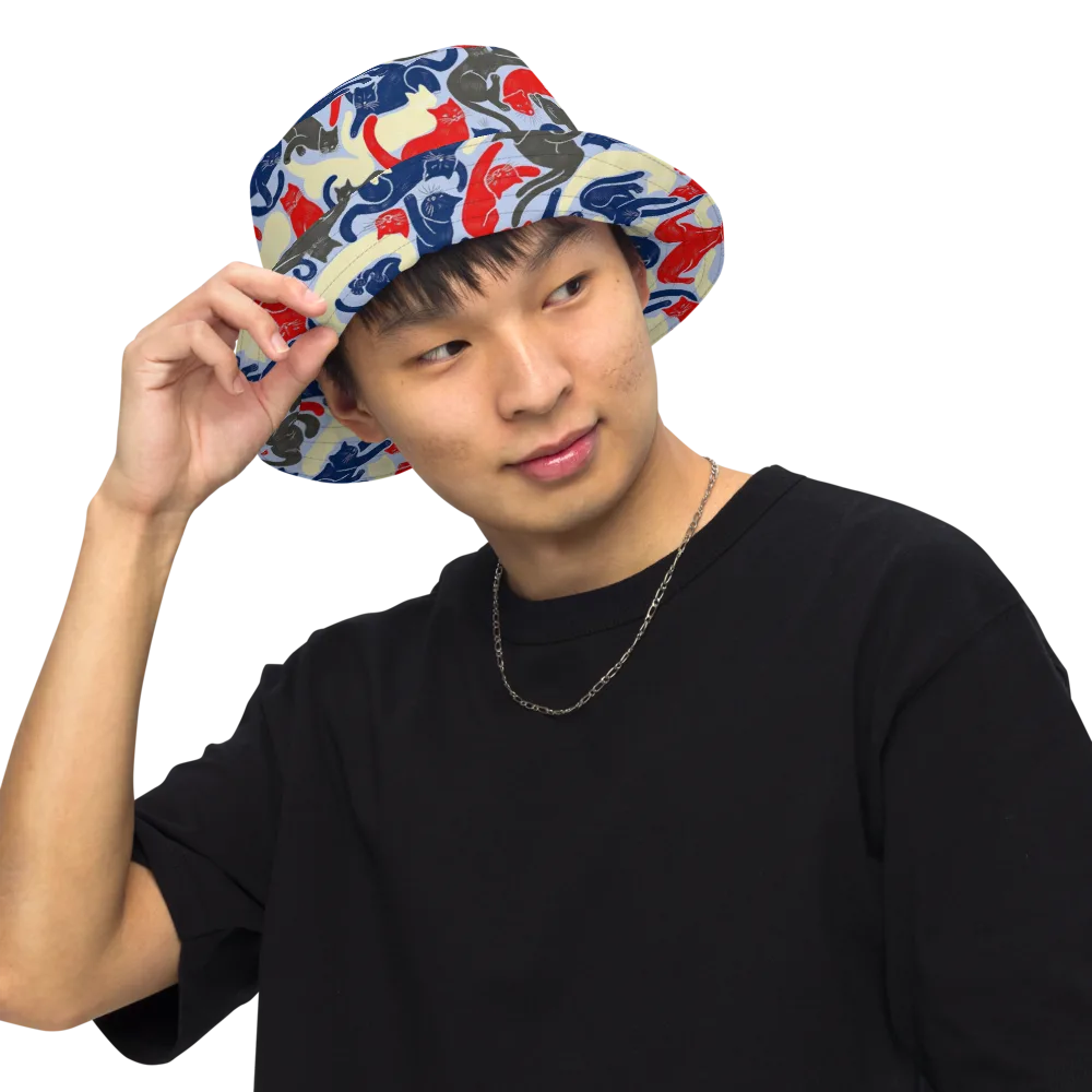 Crimson Catnap on Reversible Bucket Hat — Front Inside