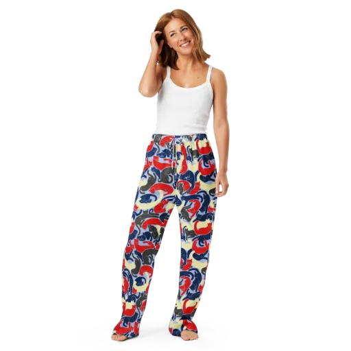 Crimson Catnap on a Women's Pajama Pants