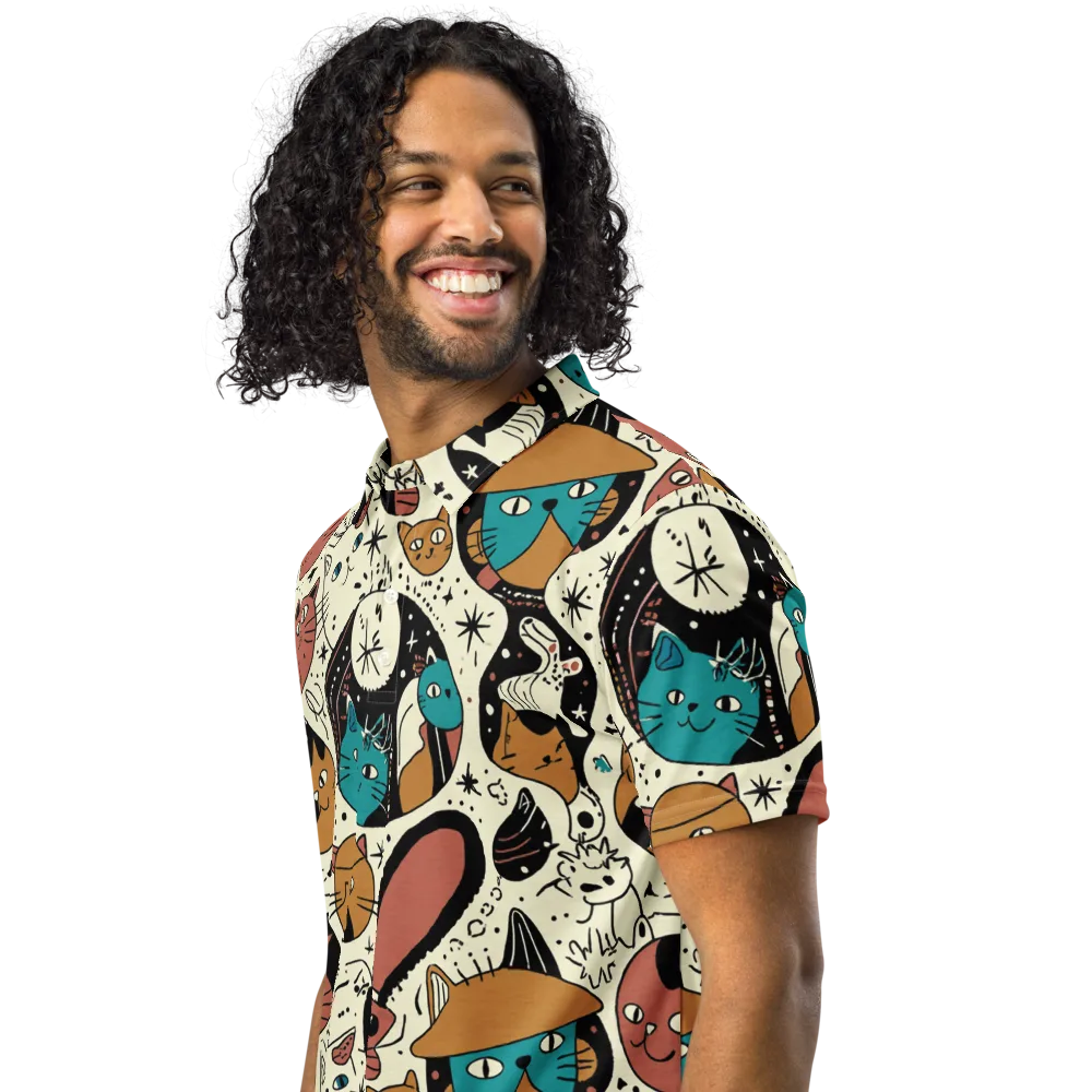 Alleyway Astrology on Men's Slim Fit Polo Shirt — Left Front