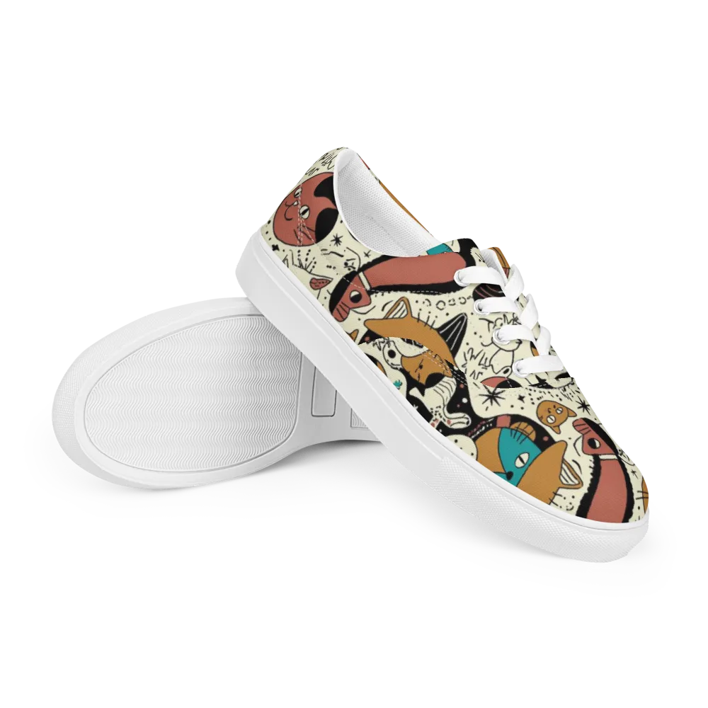 Alleyway Astrology on Men's Lace-Up Canvas Shoes — Right Front