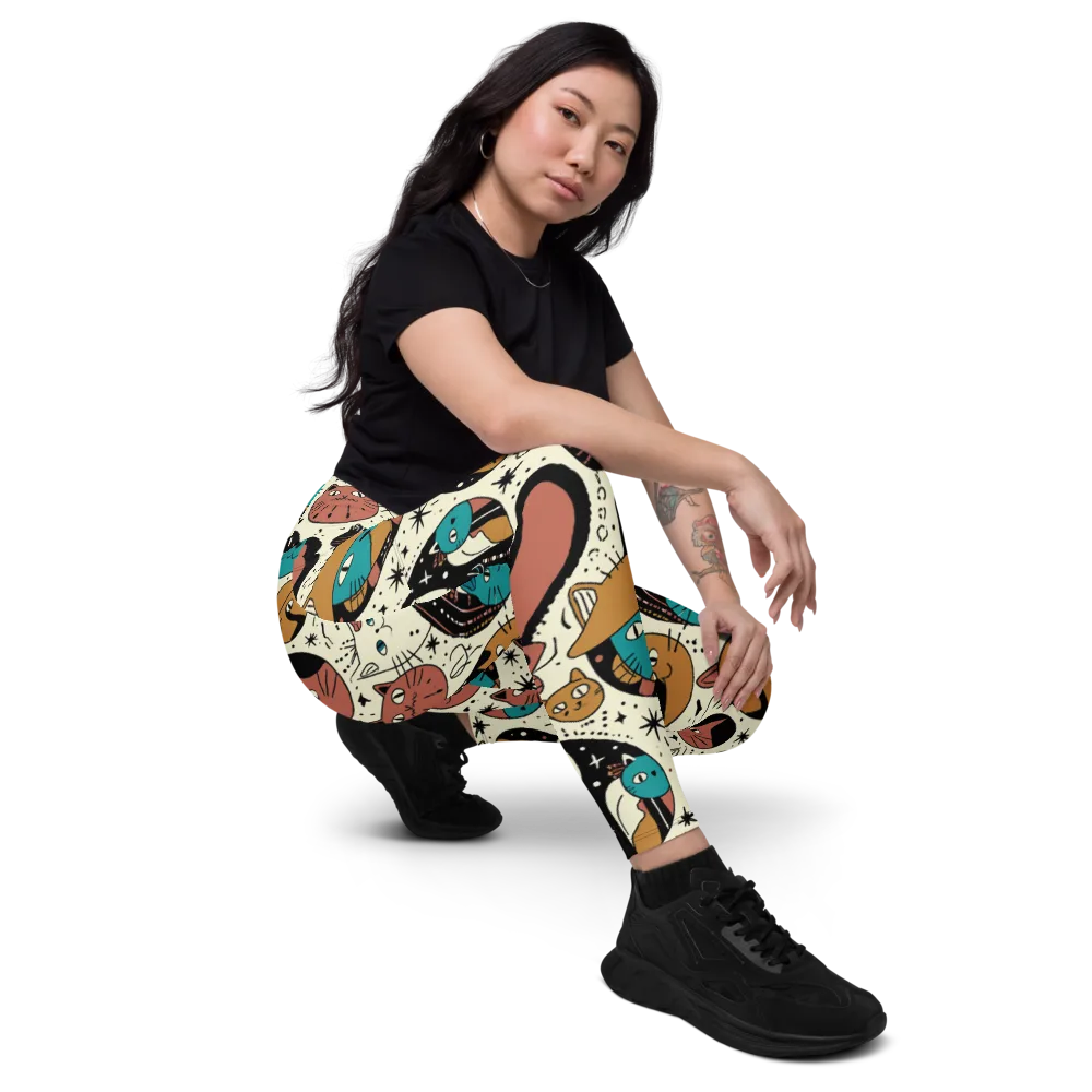 Alleyway Astrology on Leggings with Pockets — Right Front