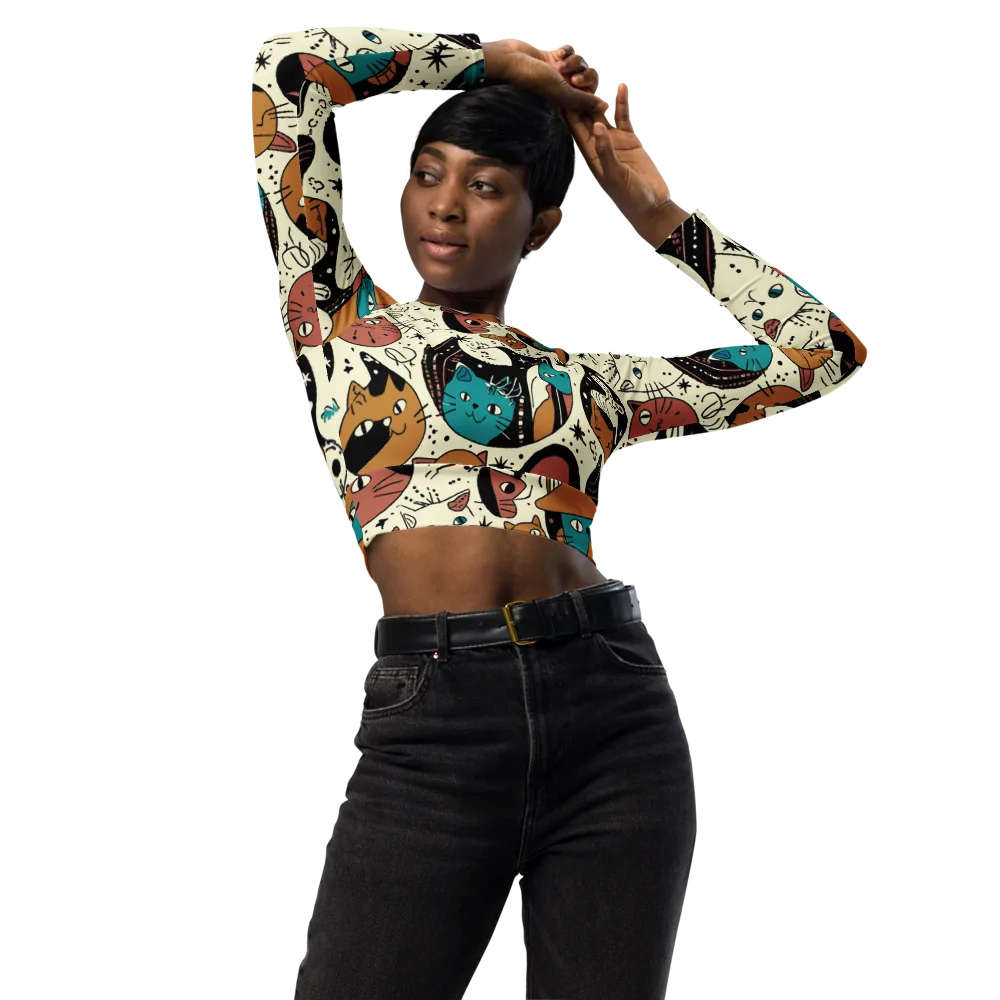 Alleyway Astrology on Long Sleeve Crop Top — Front
