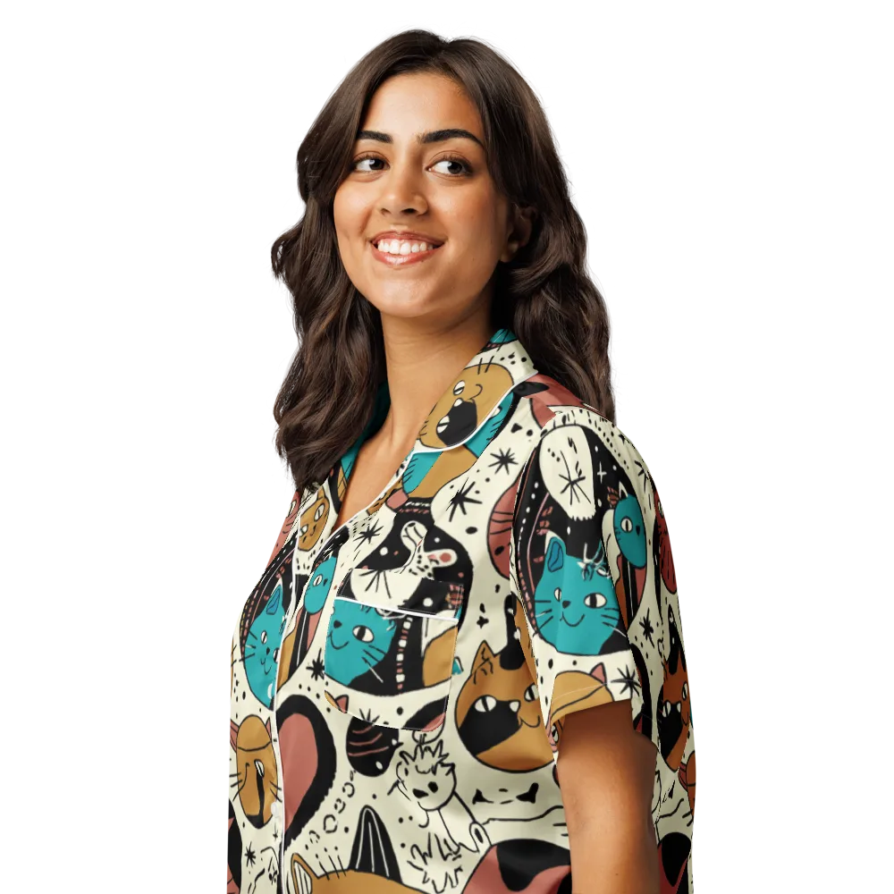 Alleyway Astrology on Women's Short Sleeve Pajama Top — Left Front