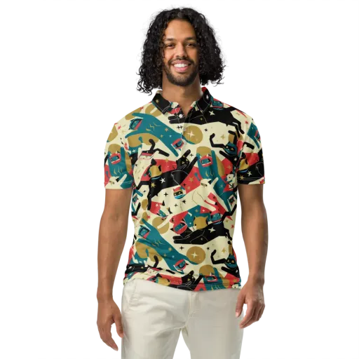 Astro Alley on a Men's Slim Fit Polo Shirt