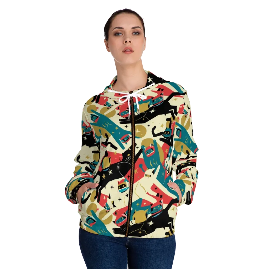 Astro Alley on Women's Full-Zip Hoodie — Front On Person