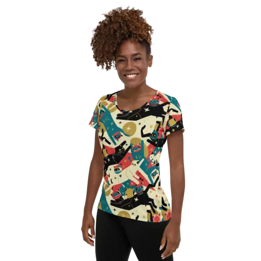 Astro Alley on a Women's Athletic T-Shirt