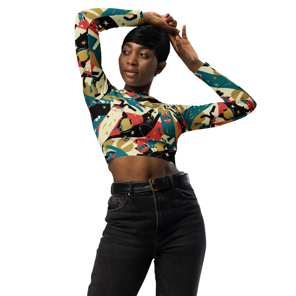 Astro Alley on Long Sleeve Crop Top — Front