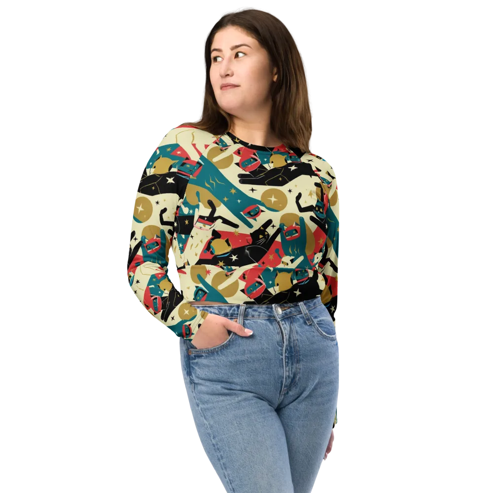 Astro Alley on Long Sleeve Crop Top — Front