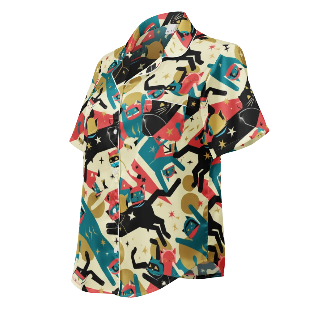 Astro Alley on Women's Short Sleeve Pajama Top — Left Front