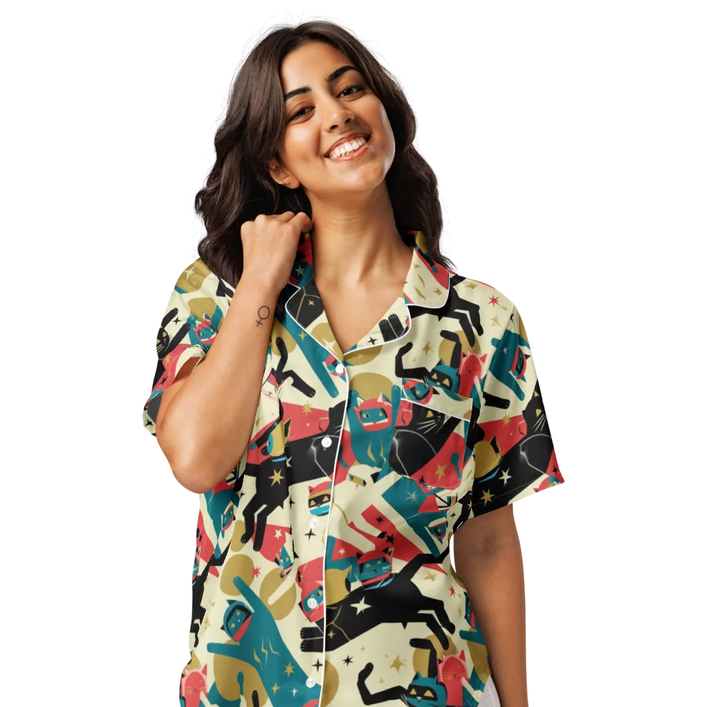 Astro Alley on Women's Short Sleeve Pajama Top — Front
