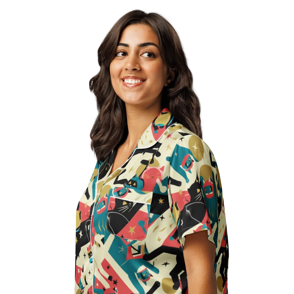 Astro Alley on Women's Short Sleeve Pajama Top — Left Front