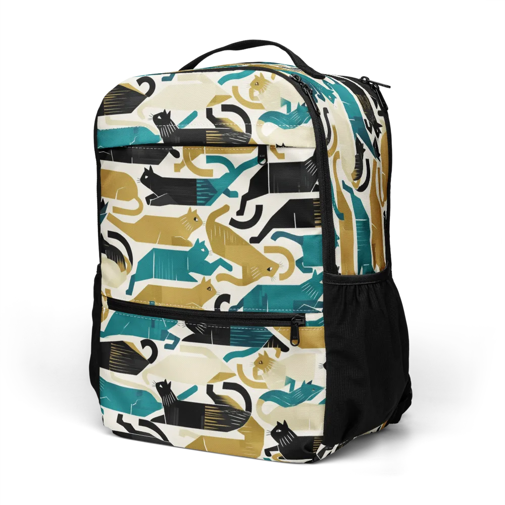 Art Deco Alley Cats on Utility Backpack — Left Front