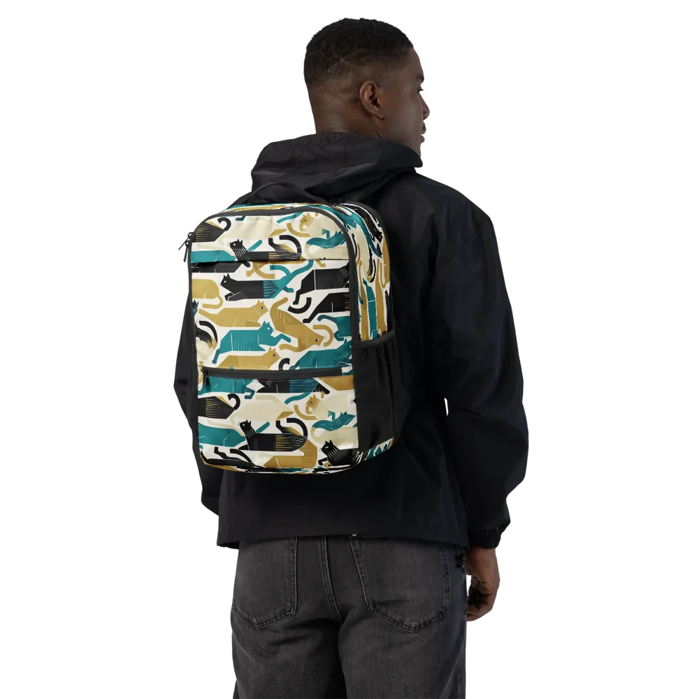 Art Deco Alley Cats on Utility Backpack — Back