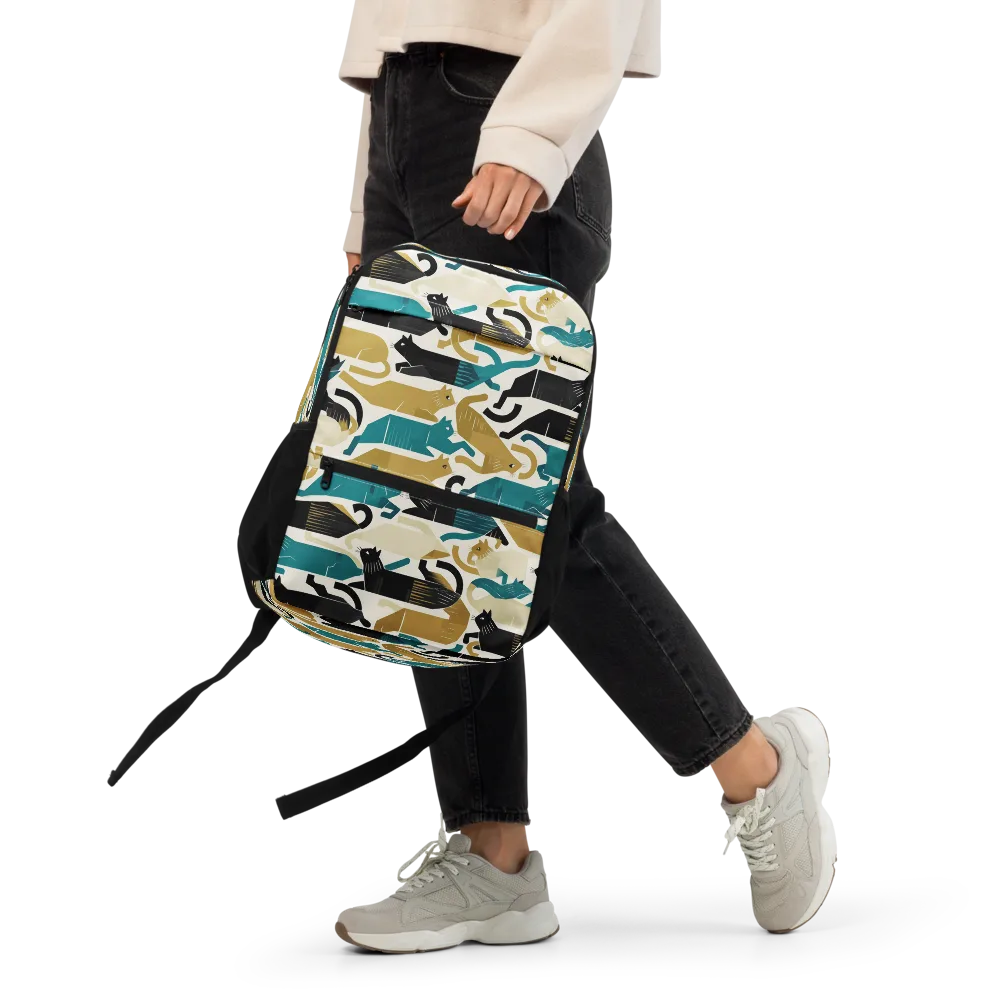 Art Deco Alley Cats on Utility Backpack — Front