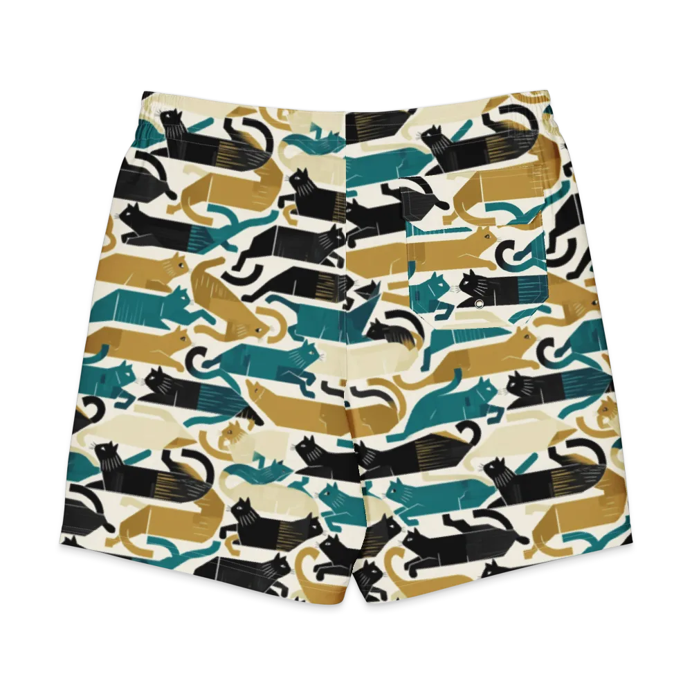 Art Deco Alley Cats on Men's Board Shorts — Back