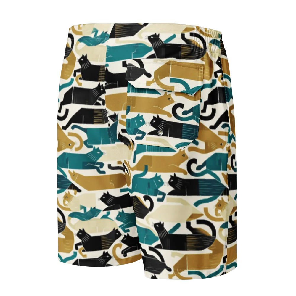 Art Deco Alley Cats on Men's Board Shorts — Back