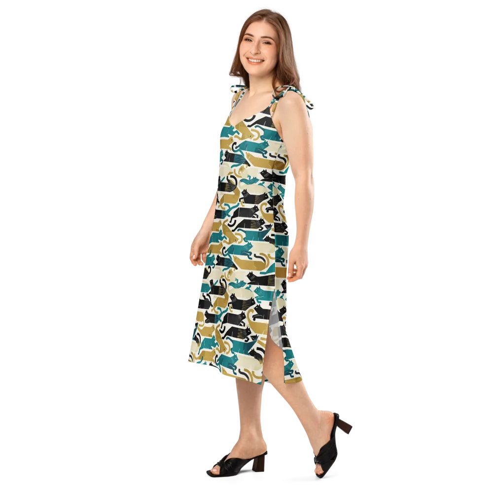 Art Deco Alley Cats on Slip Dress — Left Front