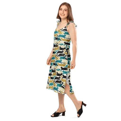 Art Deco Alley Cats on a Slip Dress