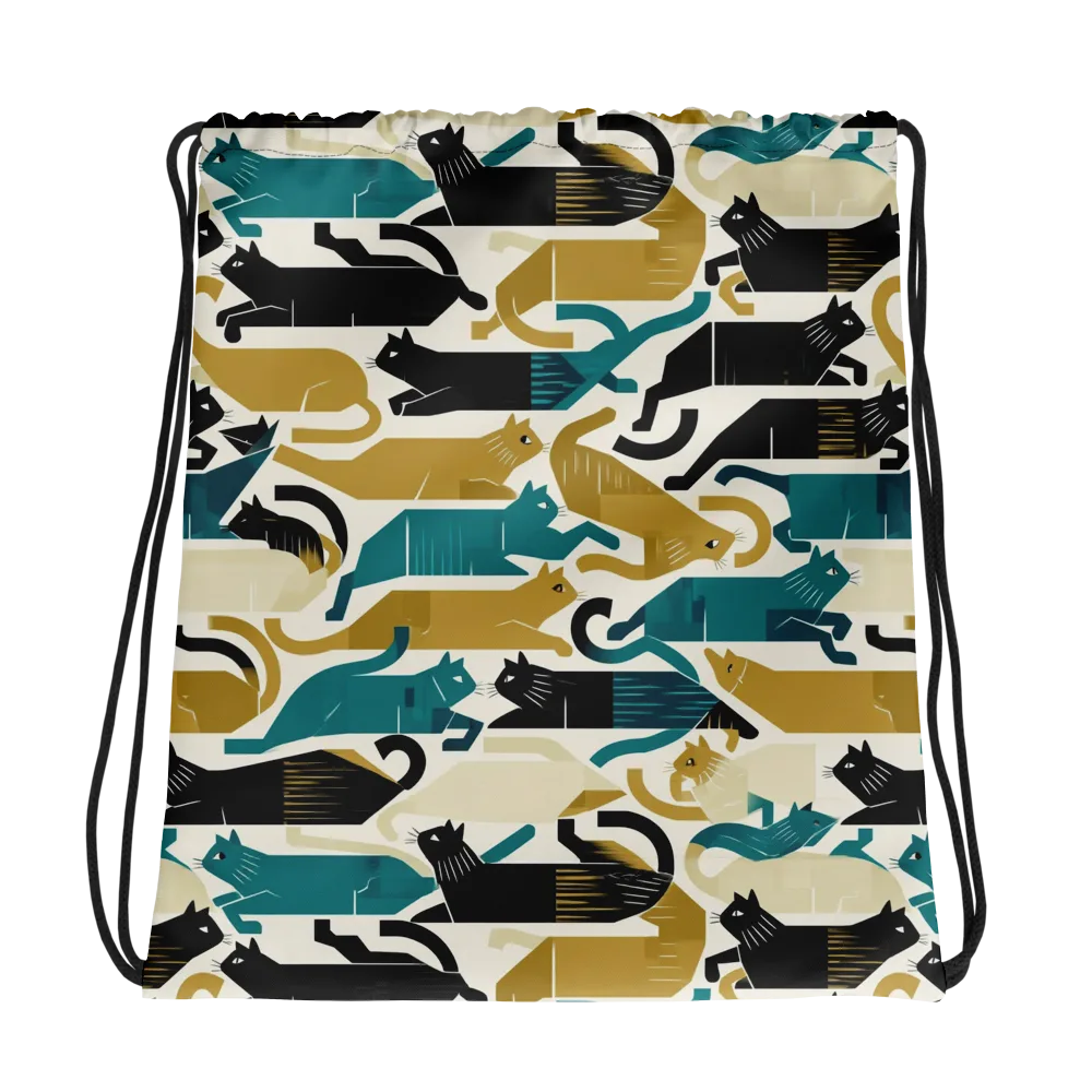 Art Deco Alley Cats on Drawstring Bag — Photo