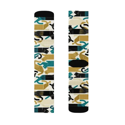 Art Deco Alley Cats on a Socks