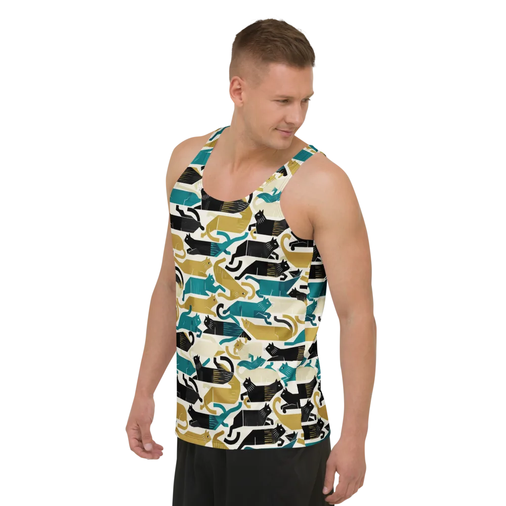 Art Deco Alley Cats on Men's Tank Top — Left Front
