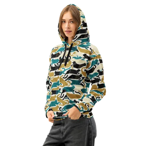Art Deco Alley Cats on a Cotton Hoodie