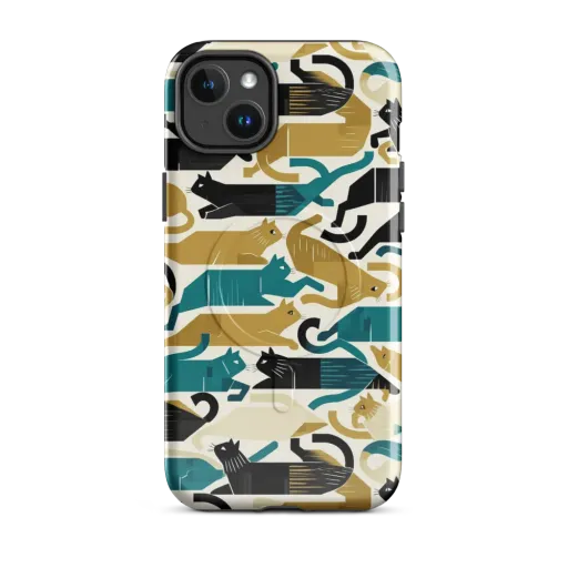Art Deco Alley Cats on a MagSafe Tough Case for iPhone®