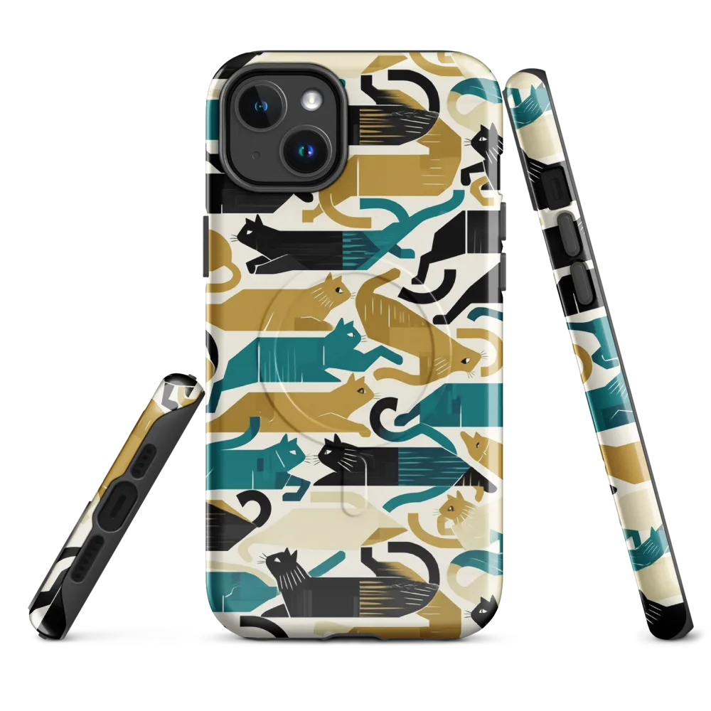 Art Deco Alley Cats on MagSafe Tough Case for iPhone® — Front