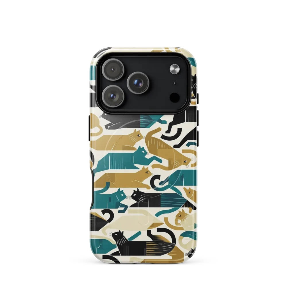 Art Deco Alley Cats on MagSafe Tough Case for iPhone® — Front