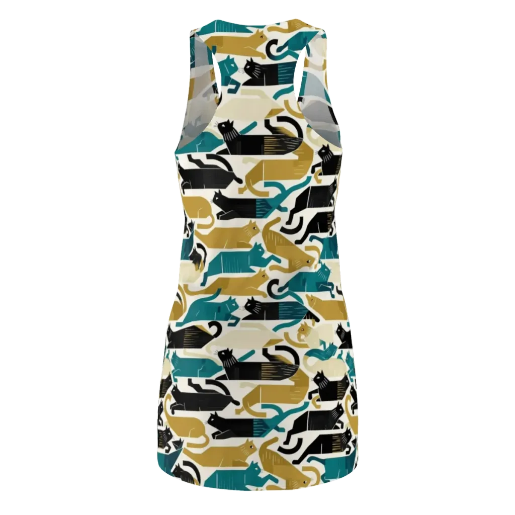 Art Deco Alley Cats on Racerback Dress — Back