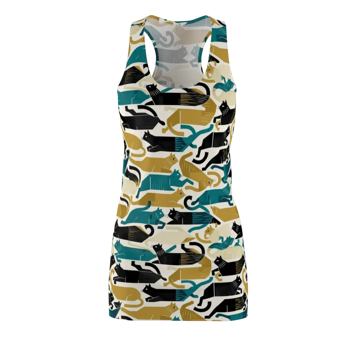 Art Deco Alley Cats on Racerback Dress — Front