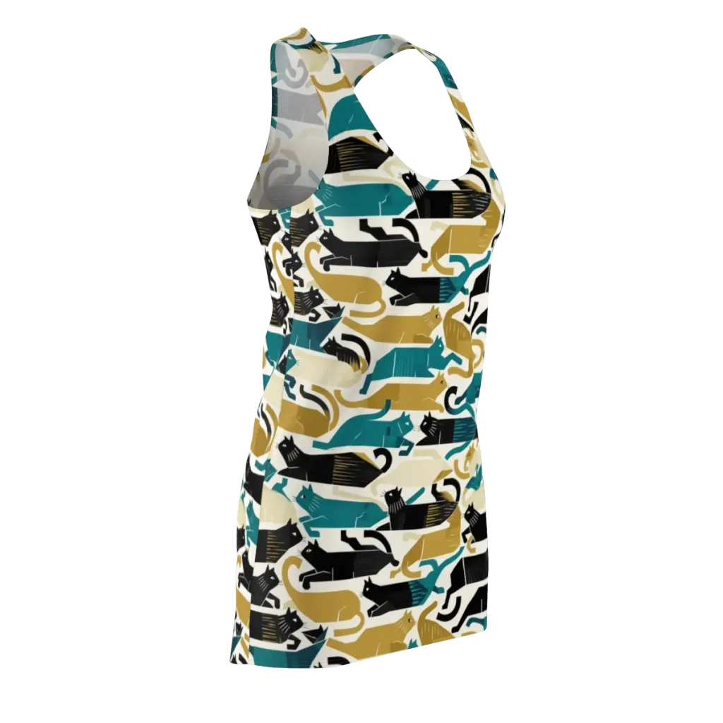 Art Deco Alley Cats on Racerback Dress — Front Side