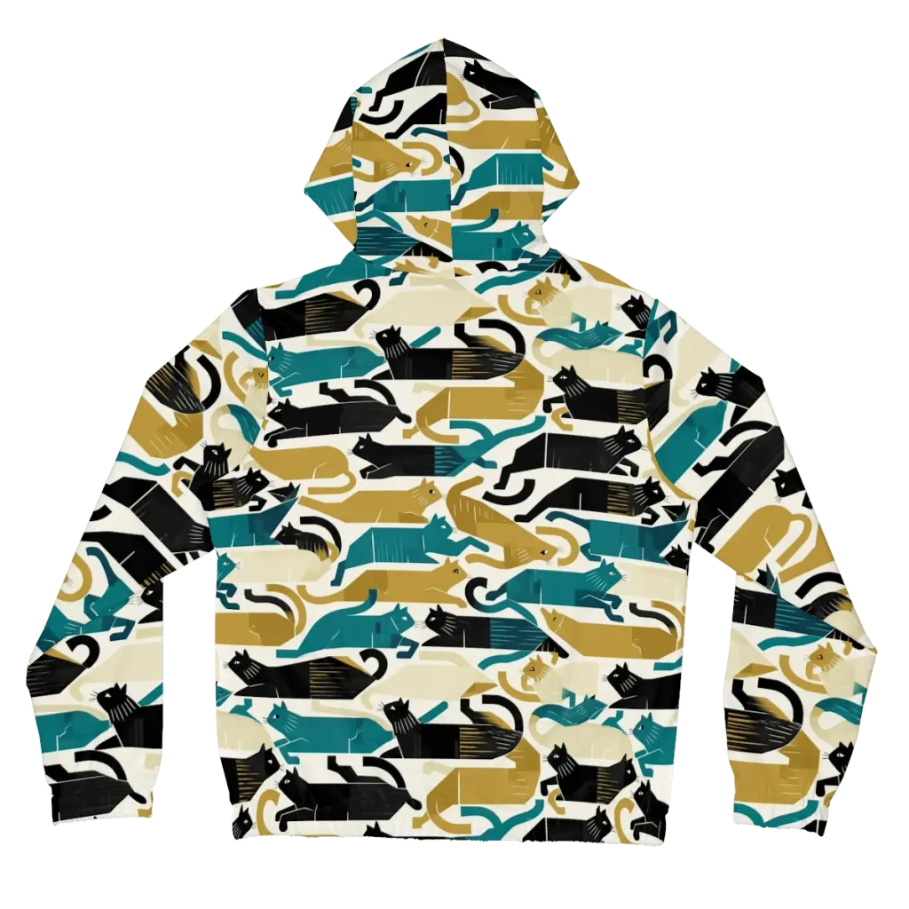Art Deco Alley Cats on Women's Full-Zip Hoodie — Back