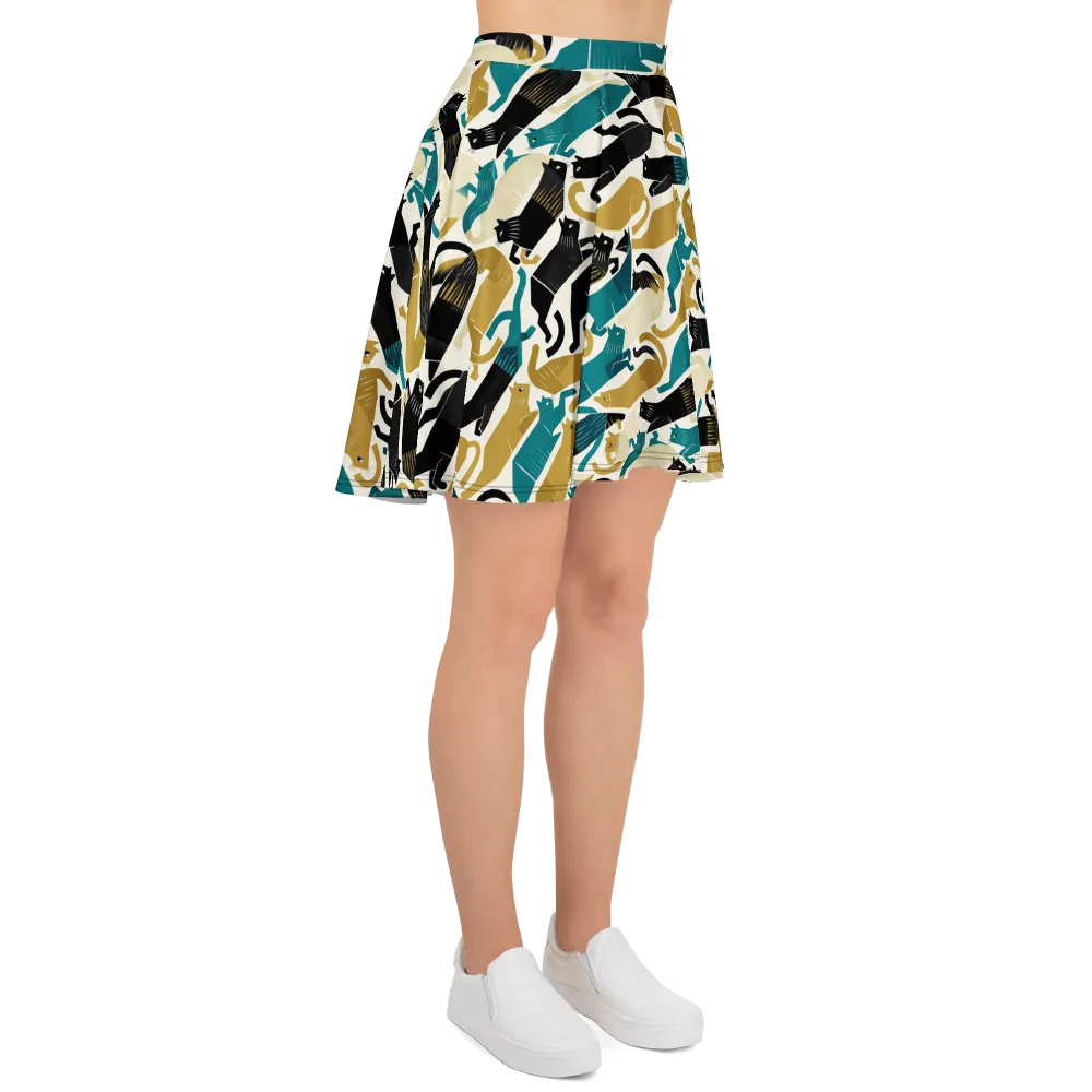 Art Deco Alley Cats on Skater Skirt — Right