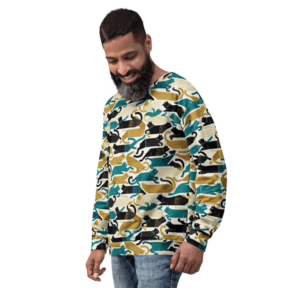 Art Deco Alley Cats on Sweatshirt — Left Front