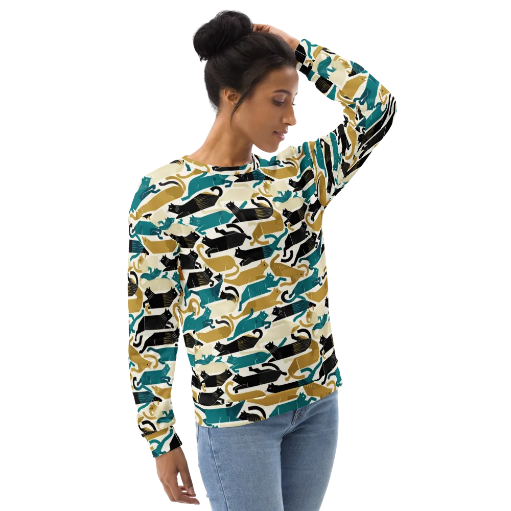 Art Deco Alley Cats on Sweatshirt — Right Front